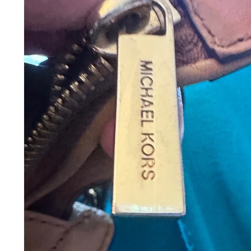 Michael Kors Hamilton Satchel Brown Logo Canvas Leather Trim Gold Hardware